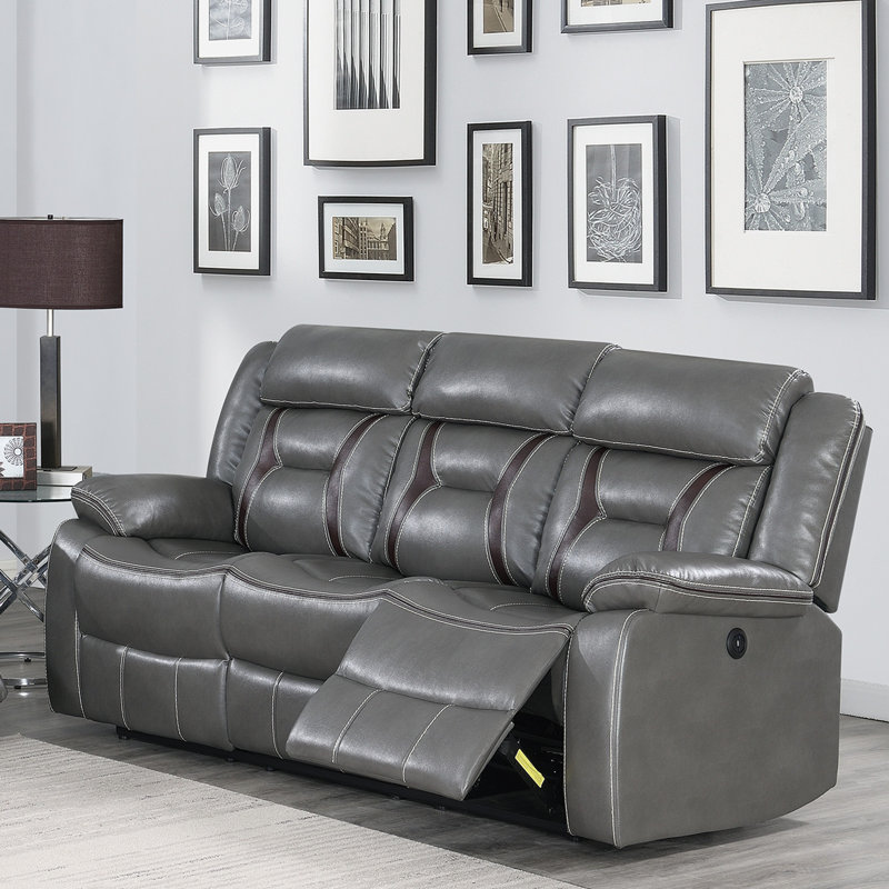 Red Barrel Studio® Catarina 80" Wide Faux Leather Pillow Top Arm